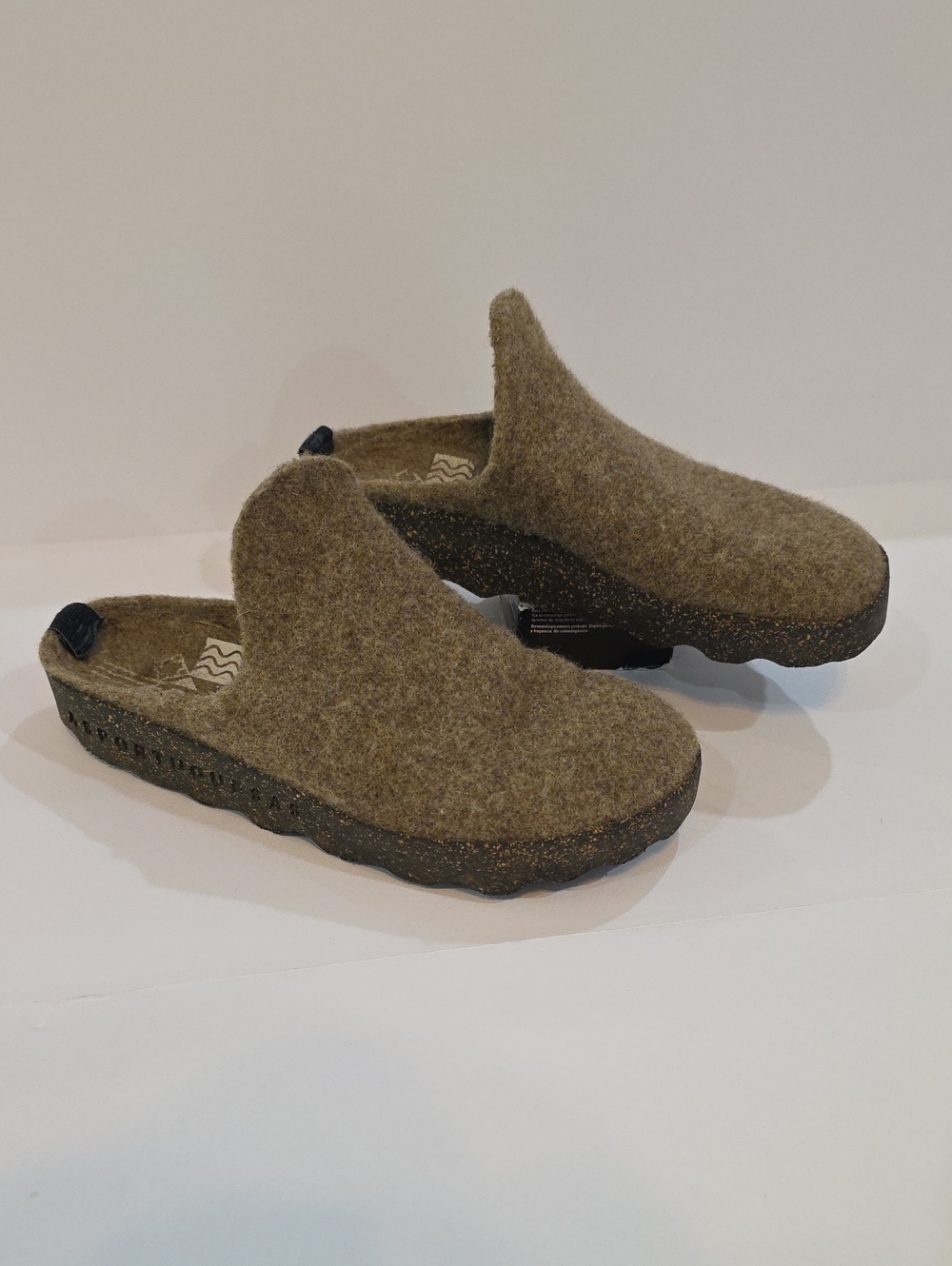 Asportuguesas Sportiness Women’s Felt Slip-On Mules in Olive Brown